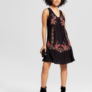 Black Floral Embroidered Dress